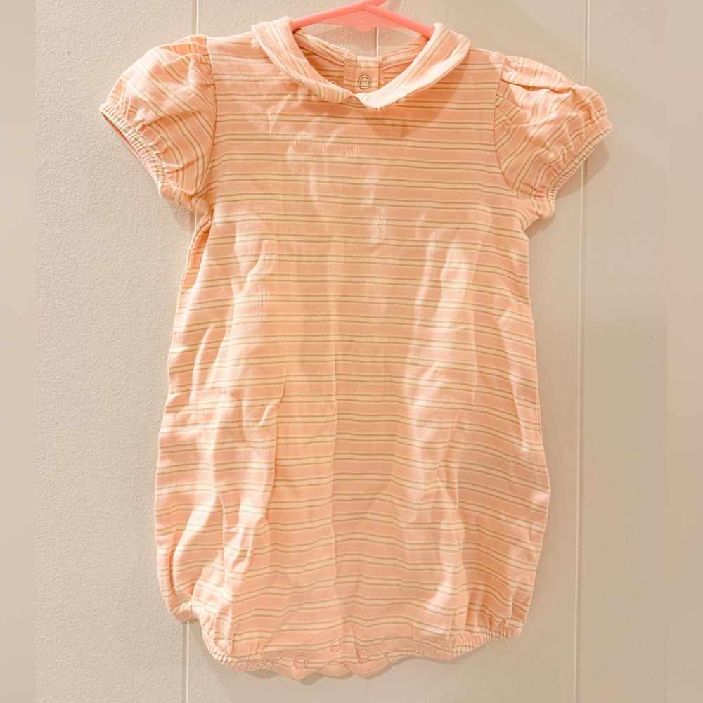 Striped Peach Bubble Romper